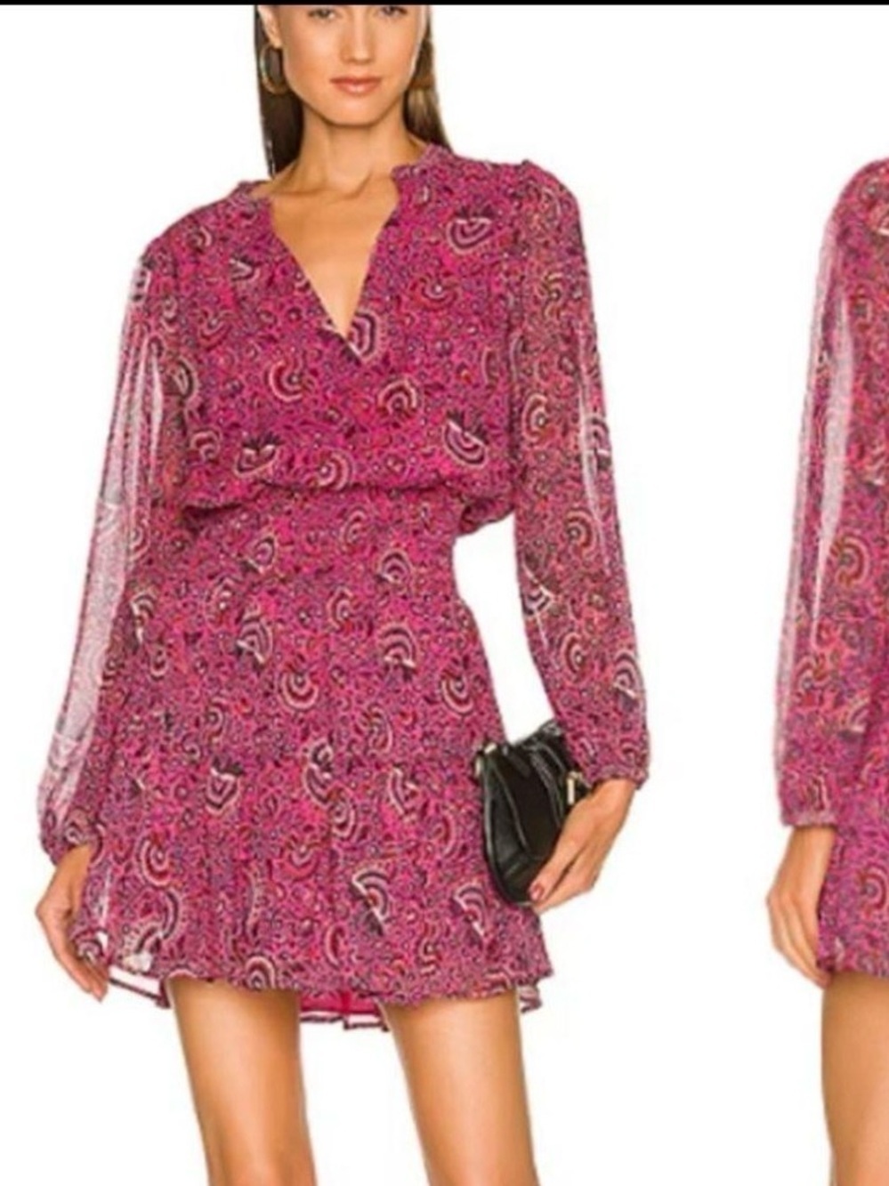 A.L.C. Callie Long Sleeve Silk Mini Dress Smocked Pink Floral Sz 4 NWT